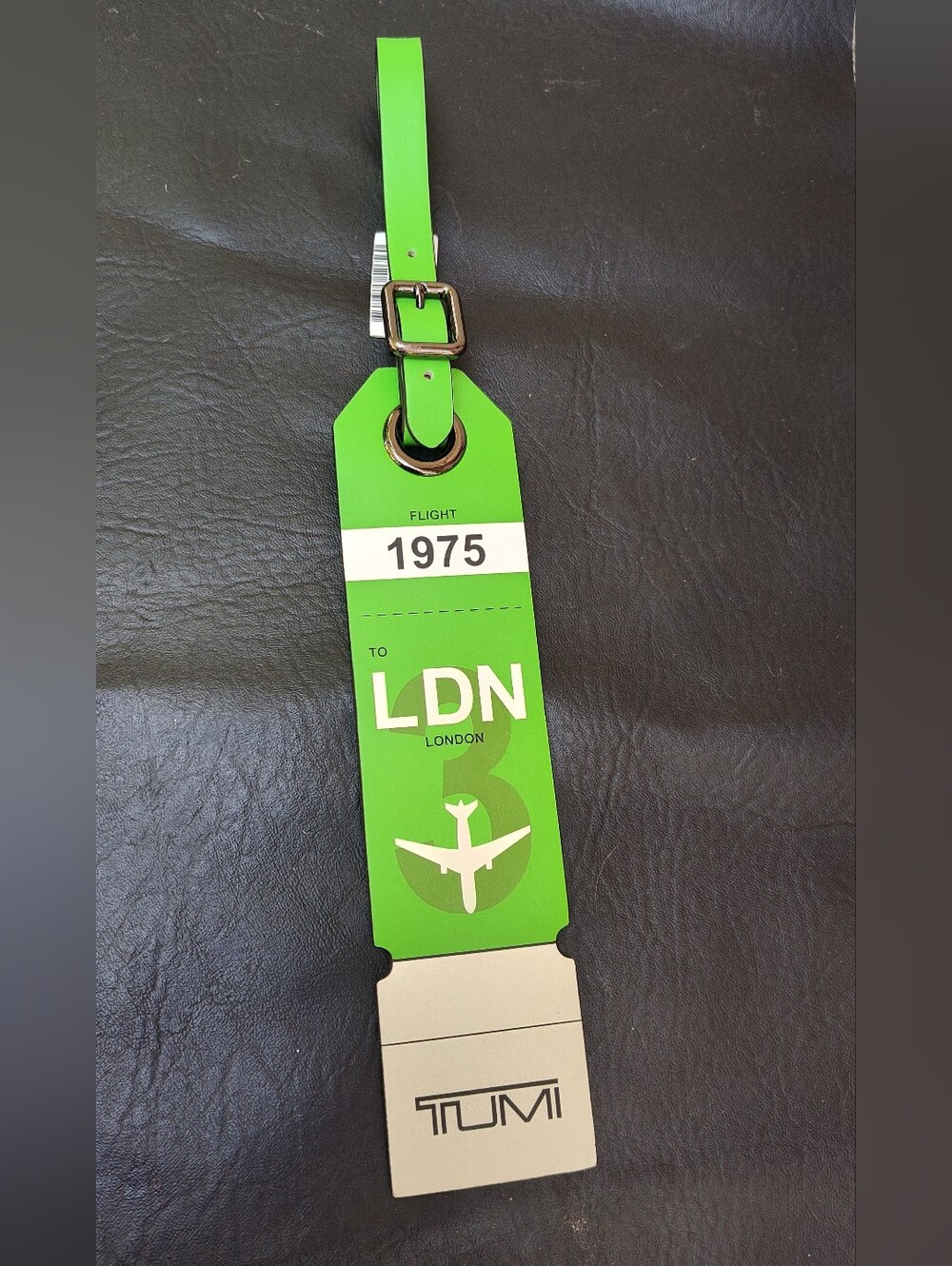 Tumi LONDON Green Leather Luggage Tag
